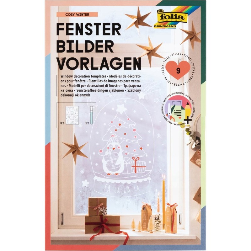 Szablony obrazów Przytulna zima, biały, 9 częściowy