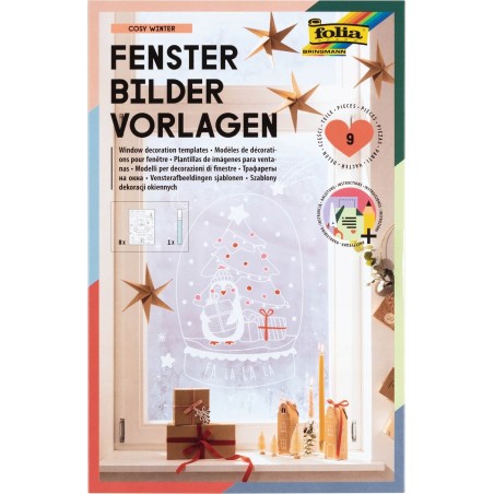 Szablony obrazów Przytulna zima, biały, 9 częściowy