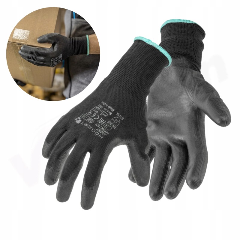 Outlet JAGST rękawice powlekane poliuretanem czarne (12 par/op.) 7 Hogert