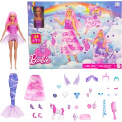 BARBIE ŚWIAT FANTAZJI KALENDARZ ADWENTOWY 24 niespodzianki + lalka CE