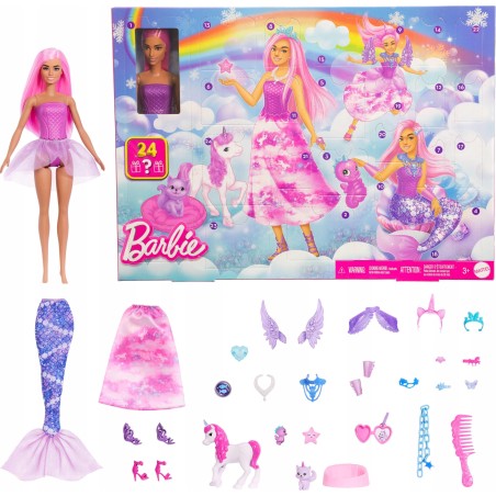 BARBIE ŚWIAT FANTAZJI KALENDARZ ADWENTOWY 24 niespodzianki + lalka CE