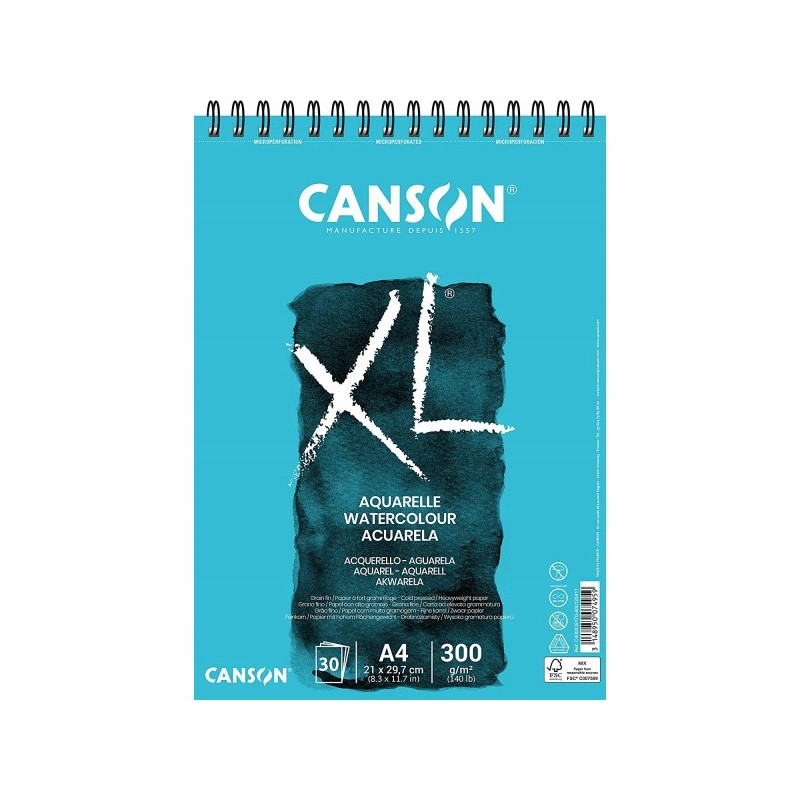 Canson xl Album spiralny akwarelowy drobnoziarnisty A4 30 kartek 300 g/m2