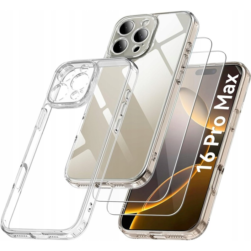 Outlet Qasyfanc etui do iPhone 16 Pro Max 6,9″ + 2 szt szkło hartowane