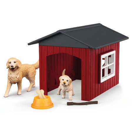Outlet Schleich Dog kennel with golden retrievers