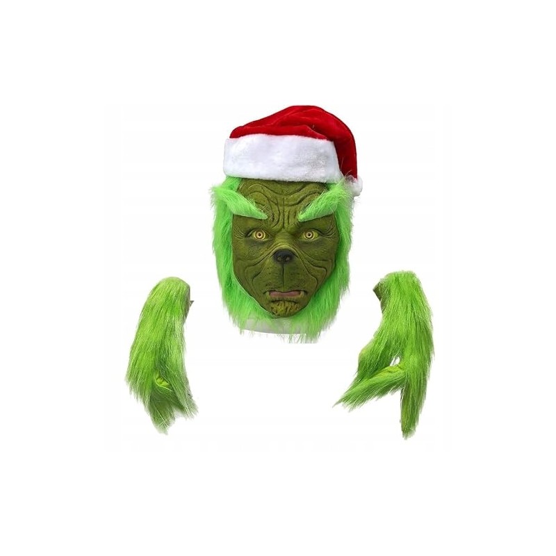 Outlet Zielona lateksowa maska Grincha na Boże Narodzenie 20 x 20 cm
