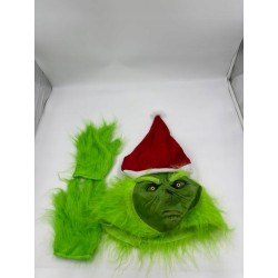 Outlet Zielona lateksowa maska Grincha na Boże Narodzenie 20 x 20 cm