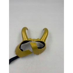 Outlet Żółta maska dla dorosłych kask z rogami Halloween nakrycie głowy r.M