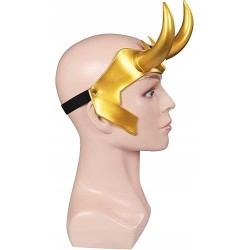 Outlet Żółta maska dla dorosłych kask z rogami Halloween nakrycie głowy r.M
