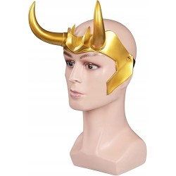 Outlet Żółta maska dla dorosłych kask z rogami Halloween nakrycie głowy r.M