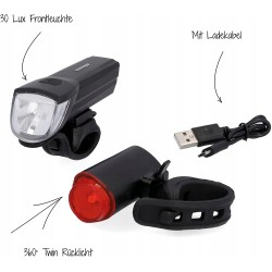 Outlet Oświetlenie rowerowe Fischer LED 30 lm akumulator regulacja 90°