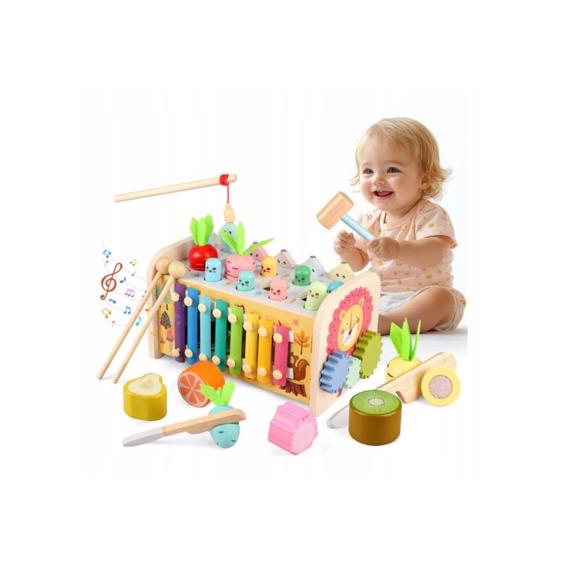 Outlet Zabawka edukacyjna od 1 roku 9 w 1 drewniana motoryczna rozwijająca