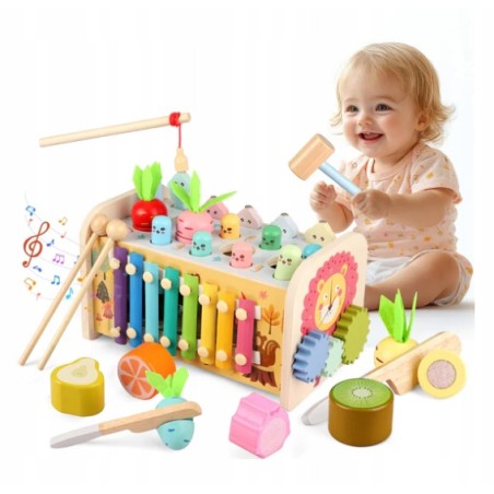 Outlet Zabawka edukacyjna od 1 roku 9 w 1 drewniana motoryczna rozwijająca