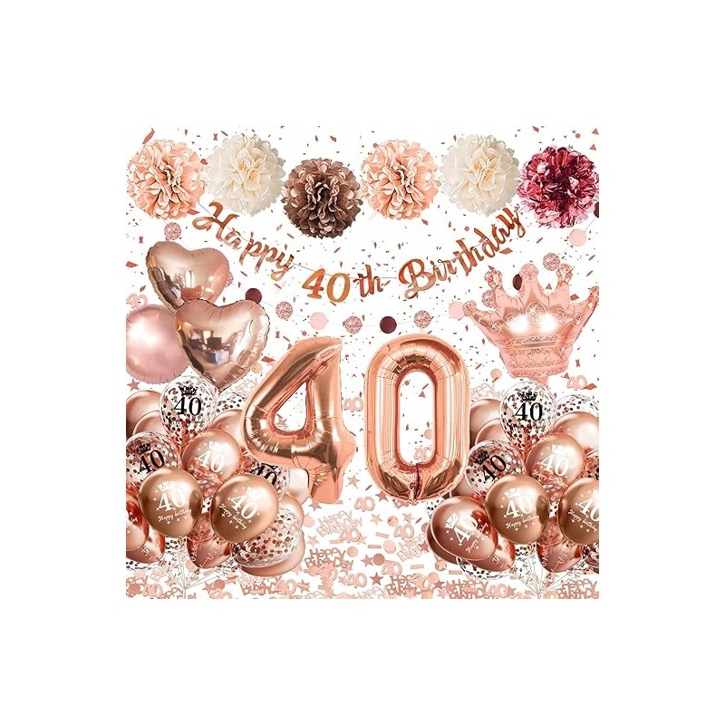 ZESTAW BALONÓW I DEKORACJI NA 40 URODZINY 40stka GOLD ROSE różowe złoto