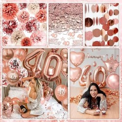 ZESTAW BALONÓW I DEKORACJI NA 40 URODZINY 40stka GOLD ROSE różowe złoto