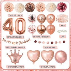 ZESTAW BALONÓW I DEKORACJI NA 40 URODZINY 40stka GOLD ROSE różowe złoto