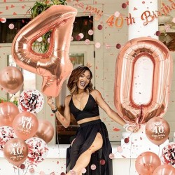 ZESTAW BALONÓW I DEKORACJI NA 40 URODZINY 40stka GOLD ROSE różowe złoto