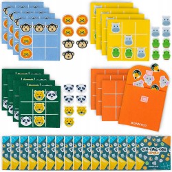 BONNYCO Kółko i Krzyżyk Zwierzęta Jungle Zestaw 16 szt Gra Podróżna 3 lata+