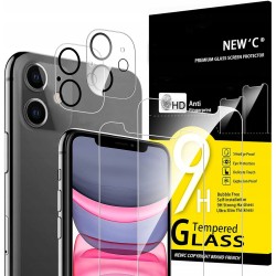 NEW'C 2 szt Szkło Hartowane do iPhone 11+Szkło Aparatu 9H odporny na ryski