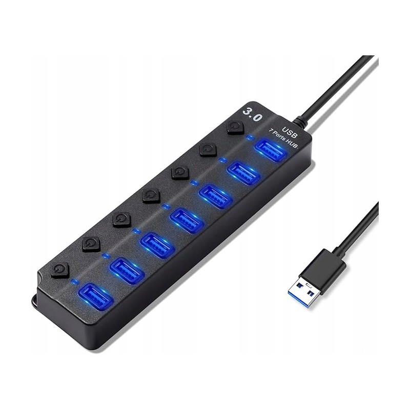 B1283 Hoppac Hub 7 w 1 z 1 USB 3.0 i 6 USB 2.0 Adapter Multiple do PC 1M