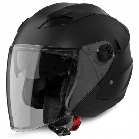 Kask VINZ Calobra jet z osłoną przeciwsłoneczną i daszkiem ECE 22.06 XL