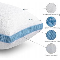 OUTLET 2 sztuki Poduszki 40x80cm Pianka Memory Regulowane Wypełnienie zamek