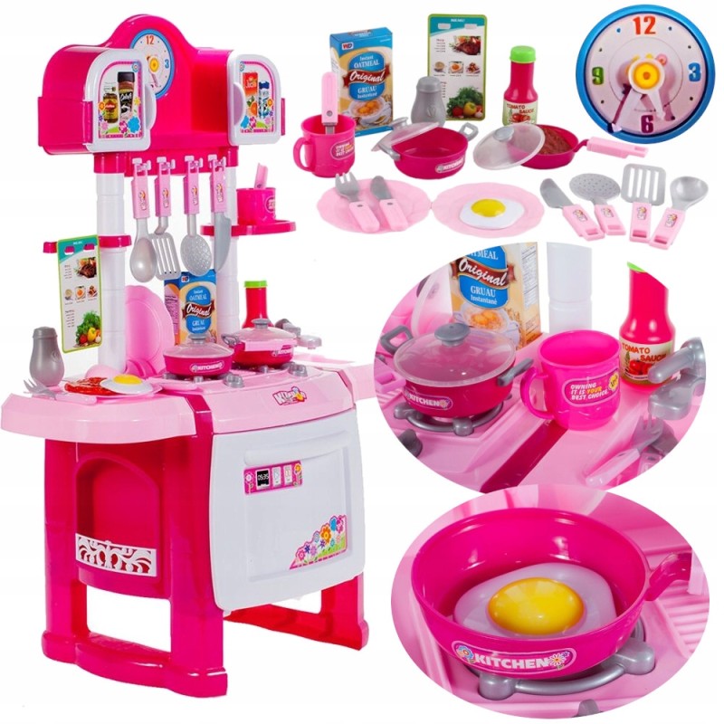 OUTLET KUCHNIA DLA DZIECI dźwięki gotowania PIECYK GARNKI ŻYWNOŚĆ różowy CE