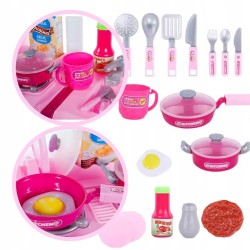 OUTLET KUCHNIA DLA DZIECI dźwięki gotowania PIECYK GARNKI ŻYWNOŚĆ różowy CE