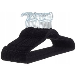 Wieszak wiszący welur Amazon czarny - 15 sztuk