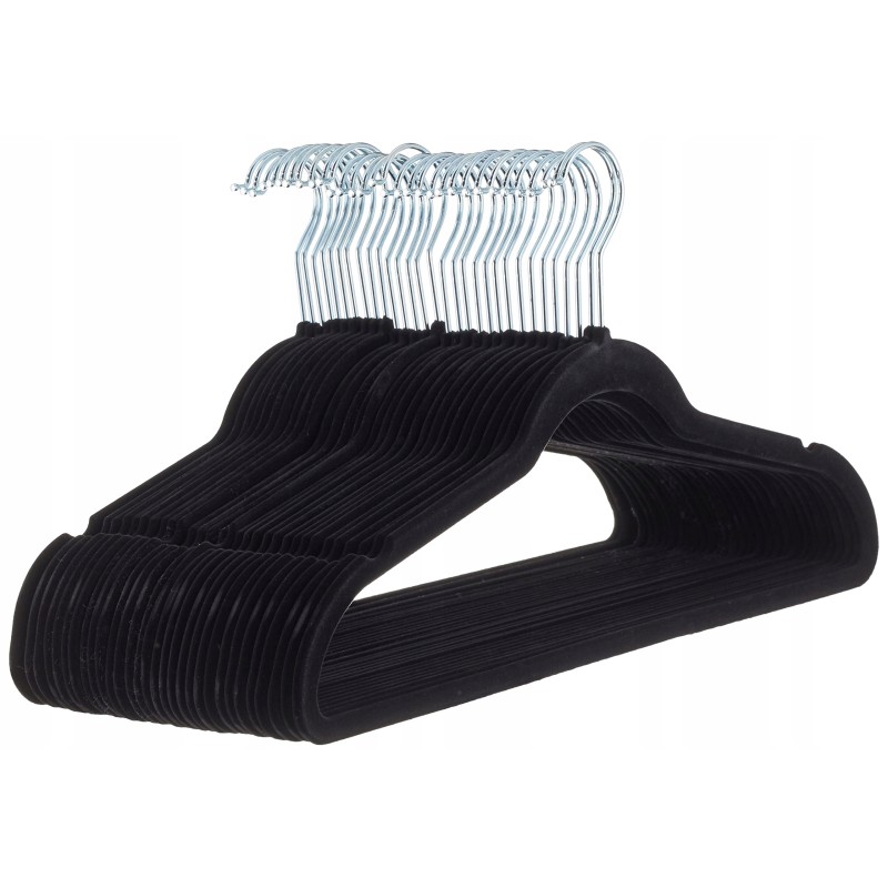 Wieszak wiszący welur Amazon czarny - 15 sztuk