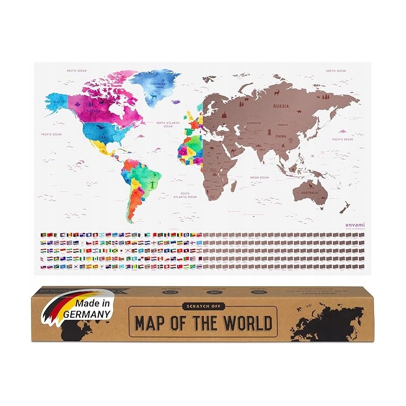 DO ZDRAPYWANIA MAPA ŚWIATA EUROPY PREZENT PODRÓŻE FLAGI KRAJE RÓŻOWE ZŁOTO