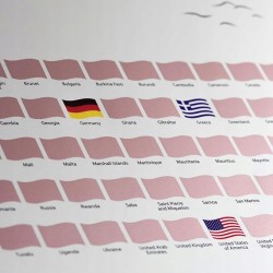 DO ZDRAPYWANIA MAPA ŚWIATA EUROPY PREZENT PODRÓŻE FLAGI KRAJE RÓŻOWE ZŁOTO