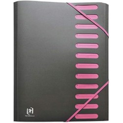 Outlet Segregator Oxford zamknięcie na gumkę 12 przegródek czarno różowy