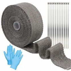 Taśma Termiczna Bazaltowa 10m Osłona Przewodów Wysokotemperaturowa + Opaski