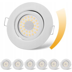 Oczka Lampy LED 6x 6W 230V IP44 4000K Białe Ściemnialne Obrotowe klasa E