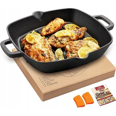 Outlet Patelnia grillowa Overmont 26 cm żeliwna
