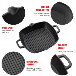 Outlet Patelnia grillowa Overmont 26 cm żeliwna