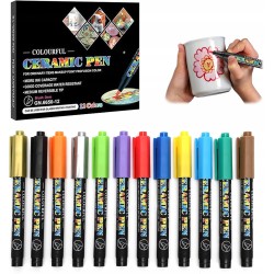 Outlet RANJIMA Pisaki do Porcelany i Szkła 12 Kolorów Markery Ceramiczne