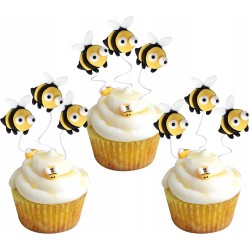 Outlet Dekoracje na Cupcake Pszczółki 18 szt Figurki na Tort urodziny