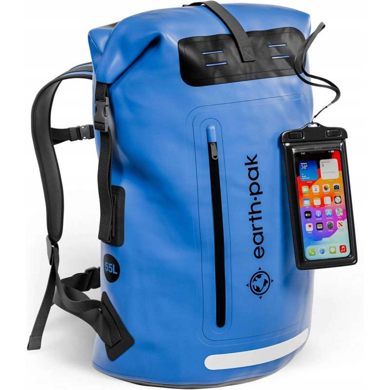 Outlet Plecak turystyczny Earth Pak poj. 55L niebieski wodoodporny PVC