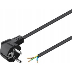 Kabel ochronny stykowy kątowy do montażu 1,5 m czarny CE H05-VV-F3G 250V AC