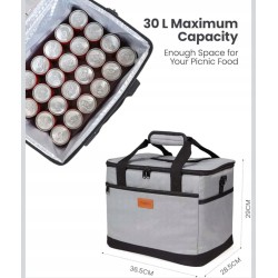 Torba termiczna Kollea Piknikowa 30 l idealna w podróży na grillu szara