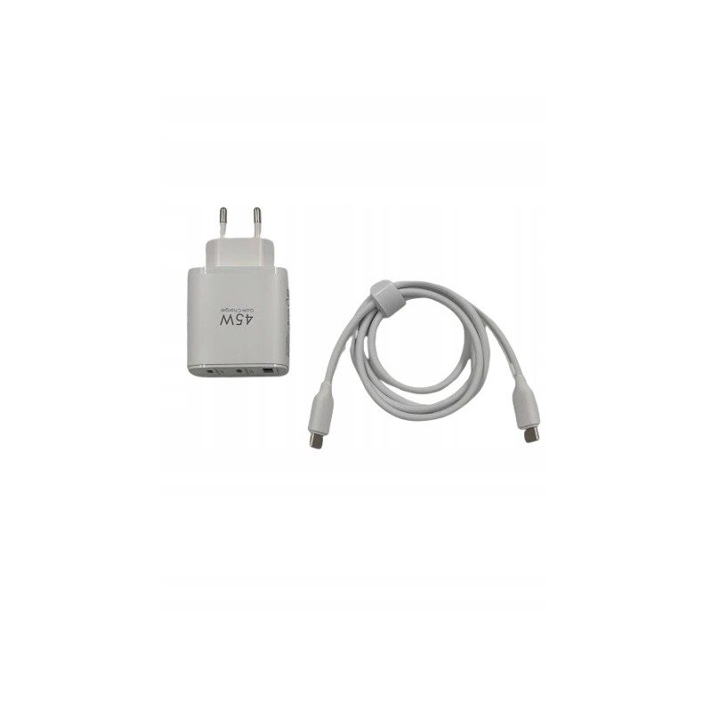 Outlet Ładowarka sieciowa USB C 45W 3A GaN 3 porty PD 3.0 + kabel USB-C