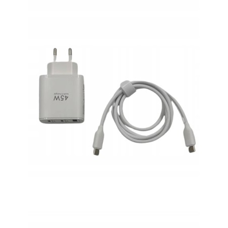 Outlet Ładowarka sieciowa USB C 45W 3A GaN 3 porty PD 3.0 + kabel USB-C