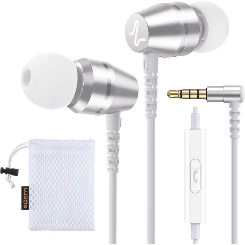 LUDOS Omnitone słuchawki przewodowe douszne jack 3.5 mm mikrofon białe