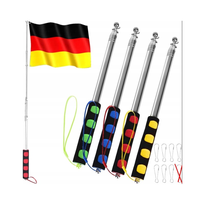 Nizirioo teleskopowy uchwyt flagi ręczny stal nierdzewna komplet 4 szt