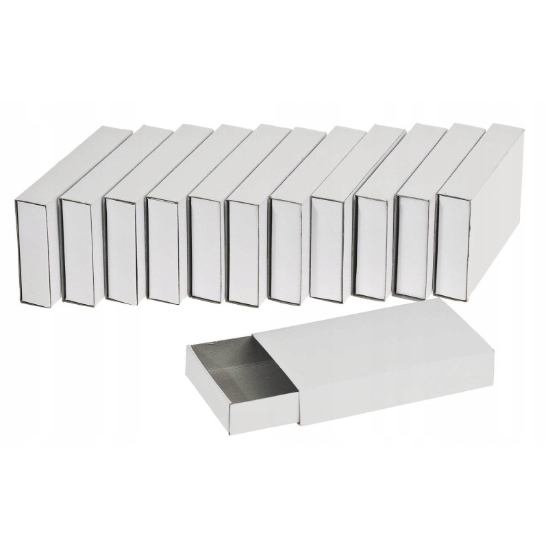Pudełko na zapałki duże klasyczne 11x6 x2 cm białe tekturowe komplet 12 szt
