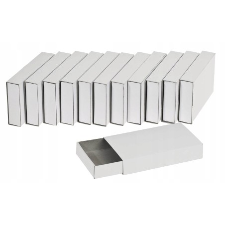 Pudełko na zapałki duże klasyczne 11x6 x2 cm białe tekturowe komplet 12 szt