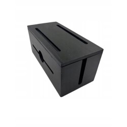 Outlet Organizer na kable czarny pudełko drewniany lekki 32 x 15 x 14.5 cm