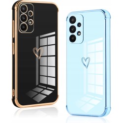 Vauki etui Samsung Galaxy A13 4G 2 szt silikon serce złota ramka ochronne
