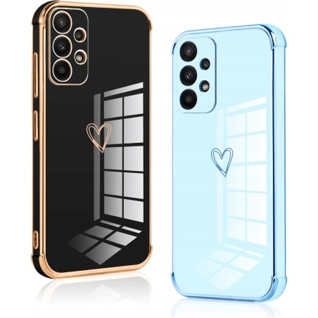 Vauki etui Samsung Galaxy A13 4G 2 szt silikon serce złota ramka ochronne